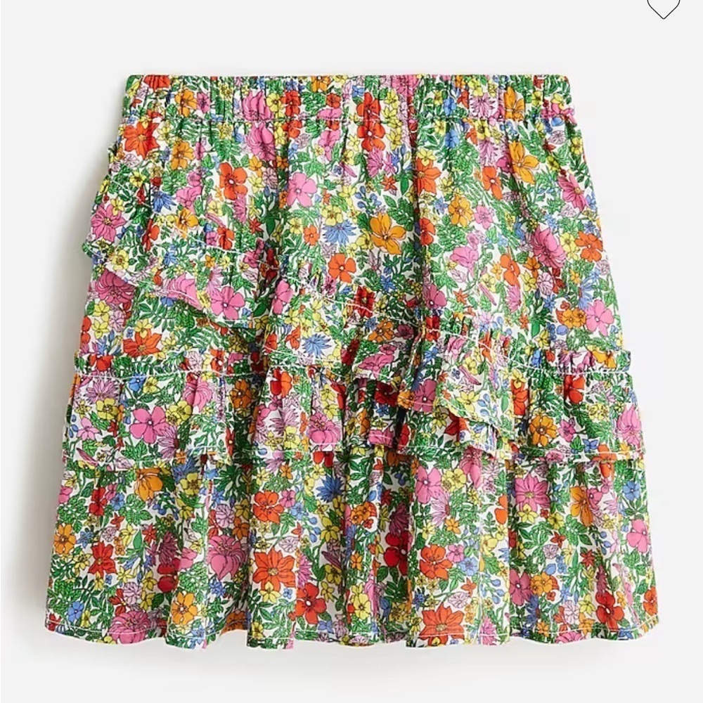 NWT J. Crew Crewcuts asymmetrical ruffle mini skirt, floral cotton voile, M